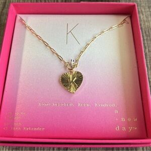 14K Gold Dipped Letter K Initial Heart Pendant Necklace 16" A New Day Jewelry